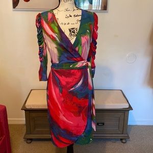 Multi color New York & Co wrap dress. Size M